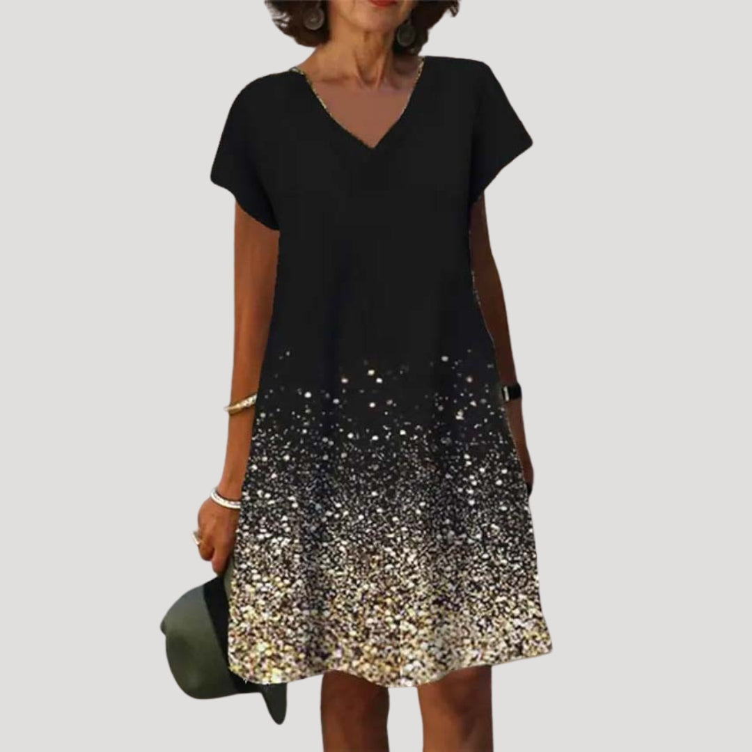 Women’s short sleeve v neck printed midi dress