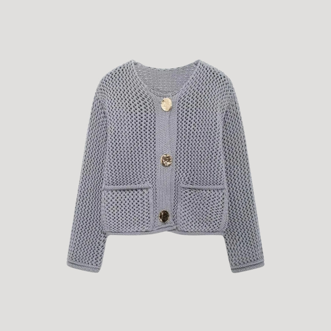 Women knitted button cardigan