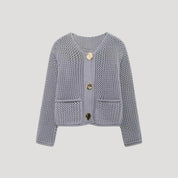 Women knitted button cardigan