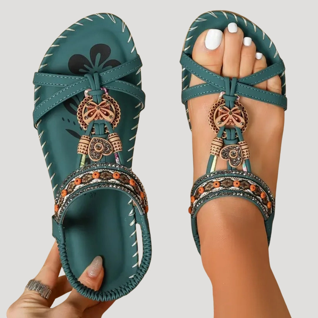 Women’s strappy embellished flat open toe sandals