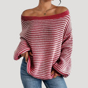 Women's oversized striped knit jumper sweater