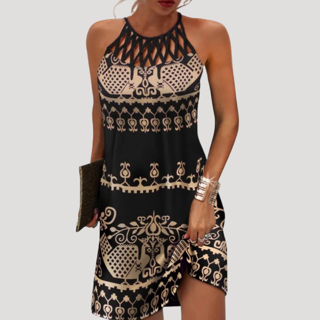 Women’s halterneck printed sleeveless midi dress