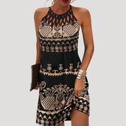 Women’s halterneck printed sleeveless midi dress
