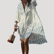 Women’s oversized long sleeve midi shirt dress