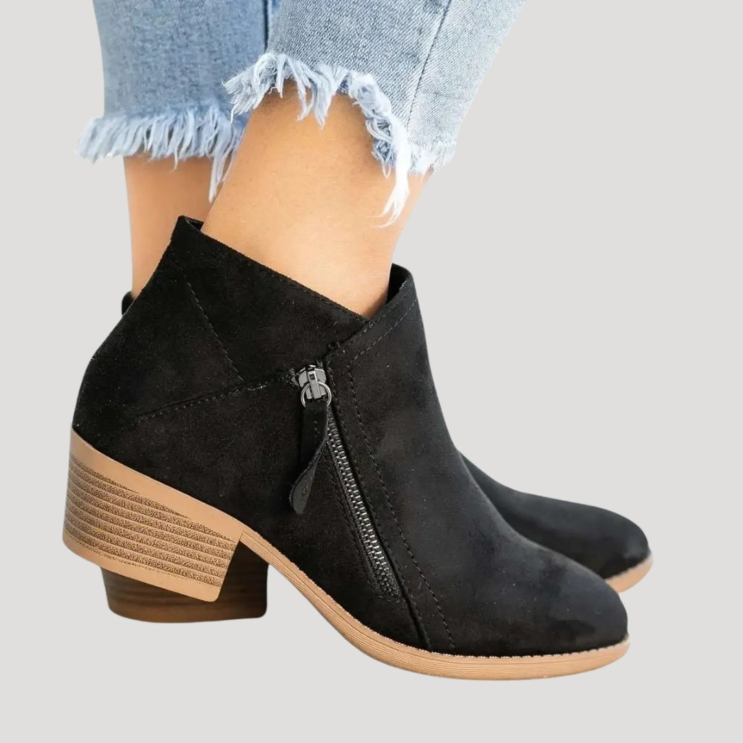 Women suede block heel boots