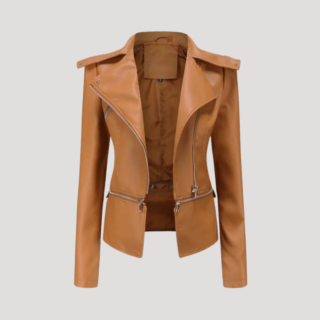 Women faux leather biker jacket