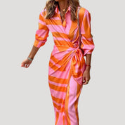Women’s printed wrap midi long sleeve dress