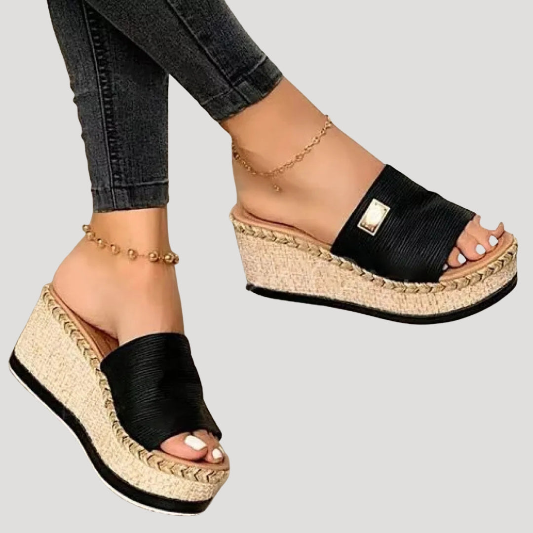 Women’s espadrille platform wedge slide sandals
