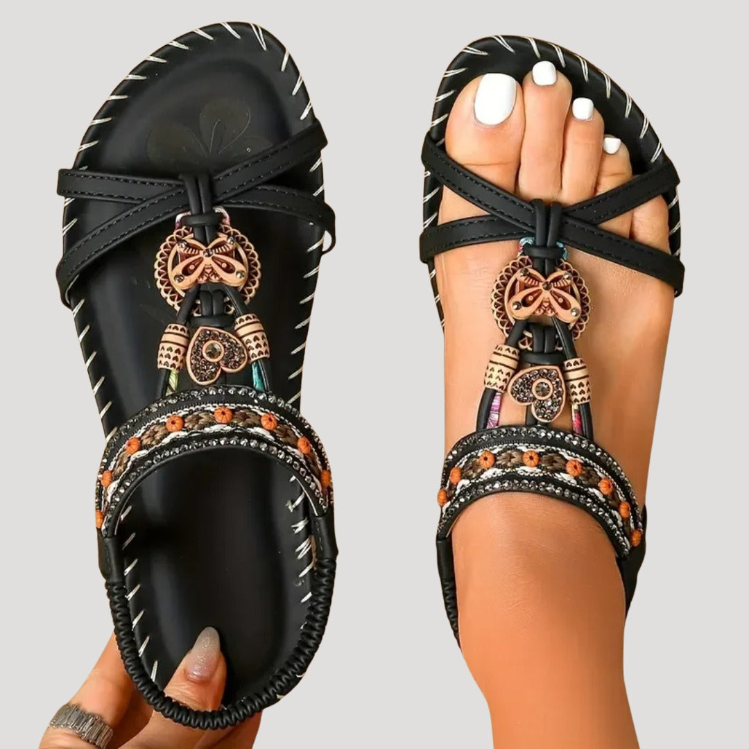 Women’s strappy embellished flat open toe sandals
