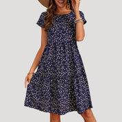 Floral print tiered midi dress