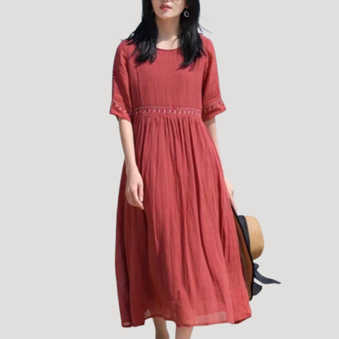 Women’s short sleeve loose fit midi dress