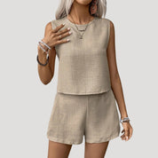 Women’s linen summer co ord set two piece shorts