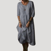 Women’s linen long sleeve smock midi dress