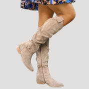 Women knee-high suede boots