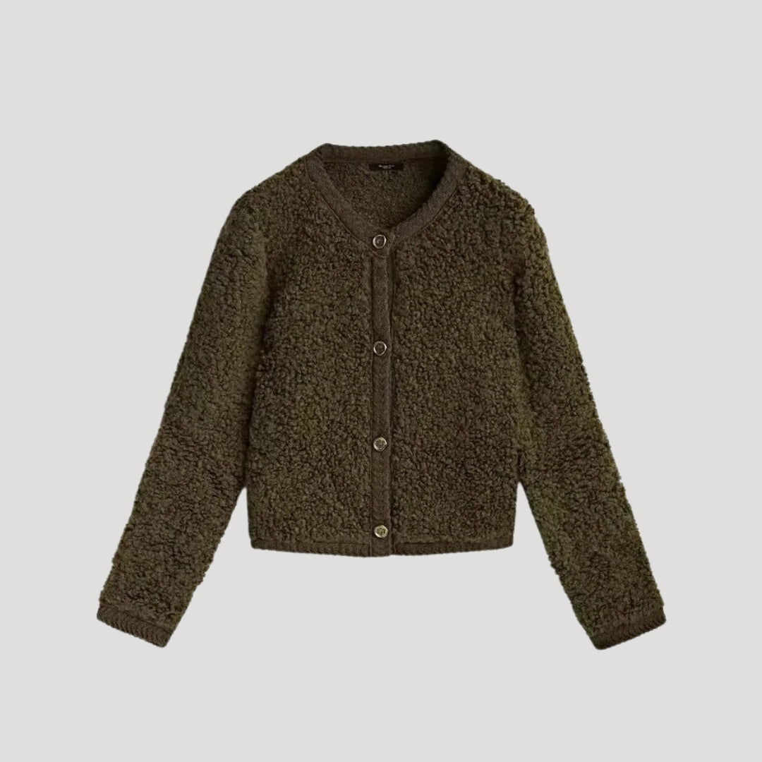 Women soft boucle cardigan