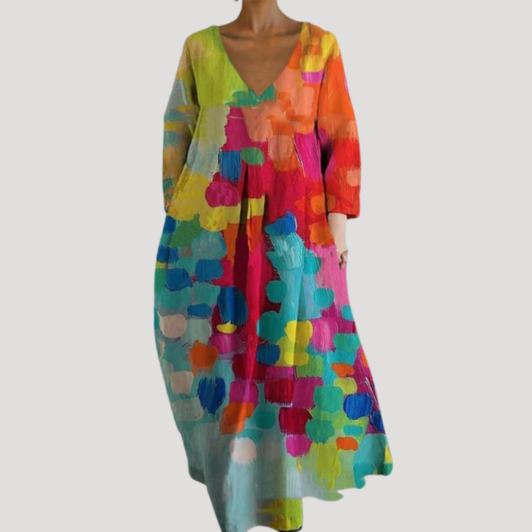 Women’s long sleeve abstract print midi maxi dress
