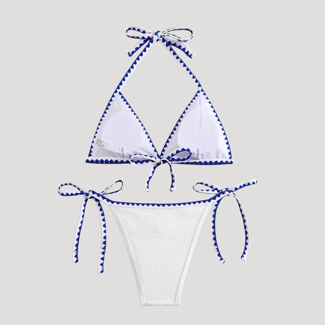 White textured triangle bikini set