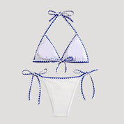 White textured triangle bikini set