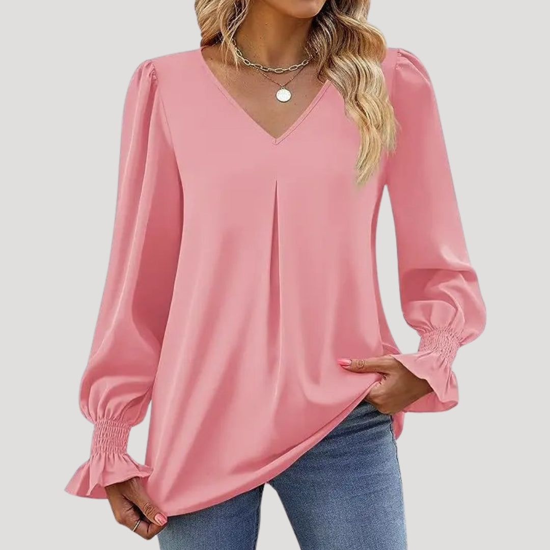 Elegant v-neck long-sleeve blouse