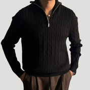 Men’s cable knit quarter-zip sweater