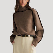 Women turtleneck sweater with trim