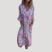 Women’s leopard print summer v neck maxi dress