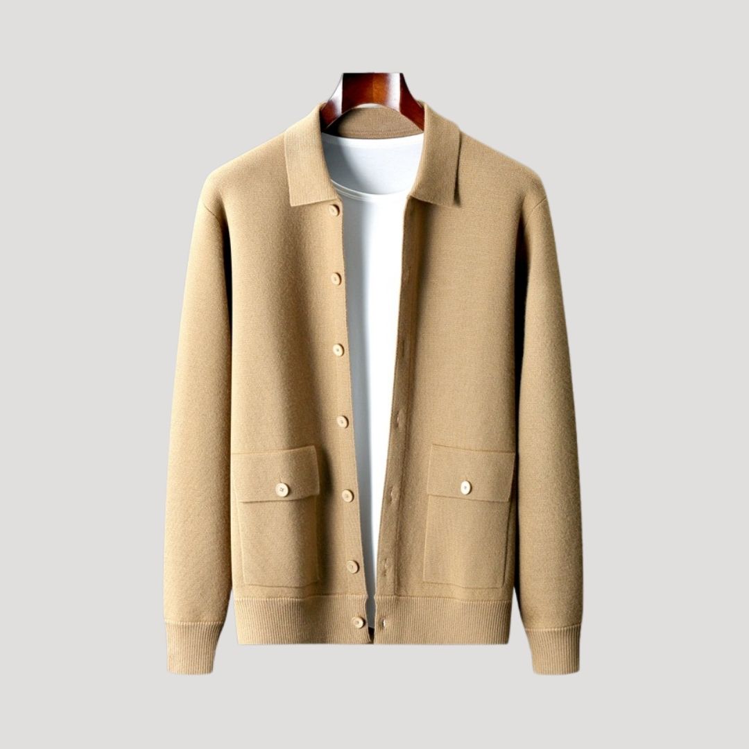 Men’s knitted wool blend button up cardigan
