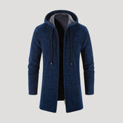 Men’s longline zip up hooded jacket coat