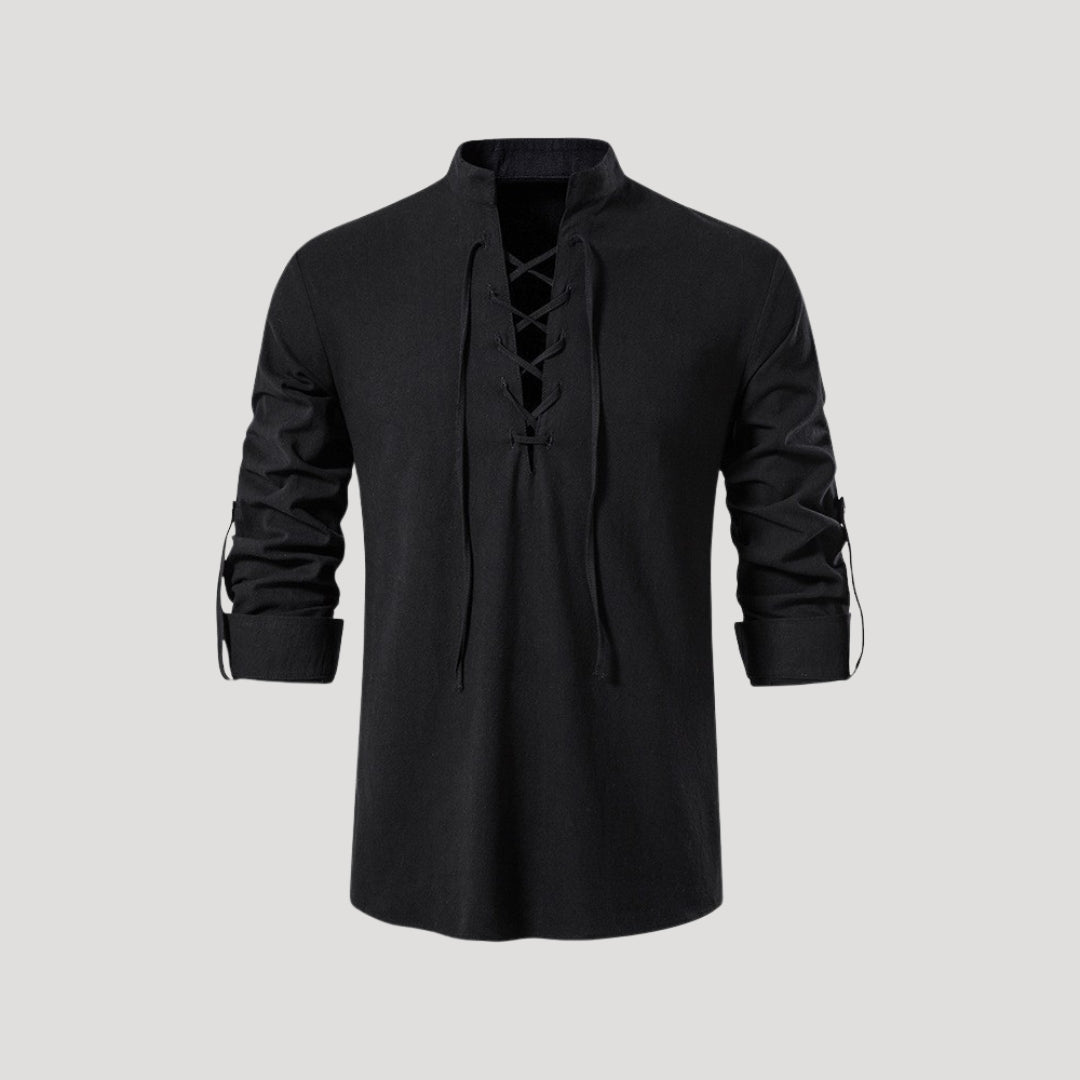 Men’s cotton lace up long sleeve shirt