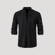 Men’s cotton lace up long sleeve shirt