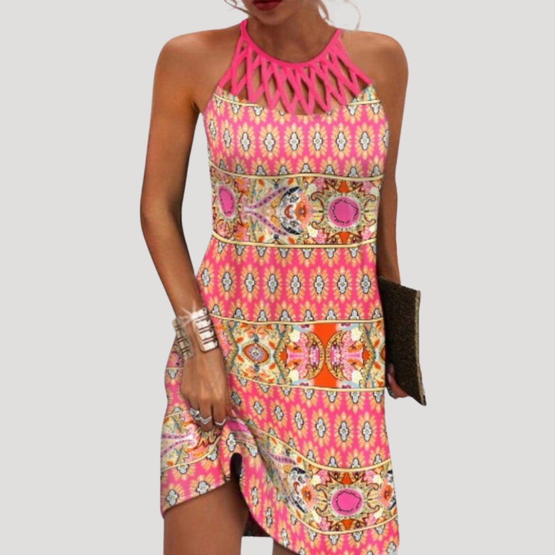 Women’s halterneck printed sleeveless midi dress