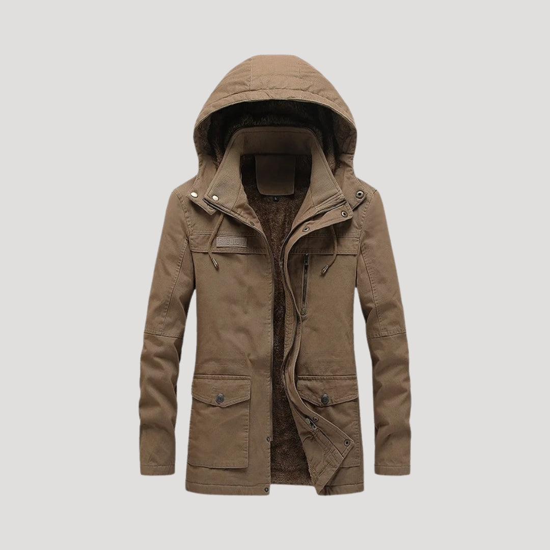 Men hooded fleece-lined jacket