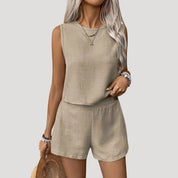 Women’s linen summer co ord set two piece shorts