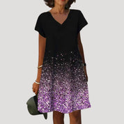 Women’s short sleeve v neck printed midi dress