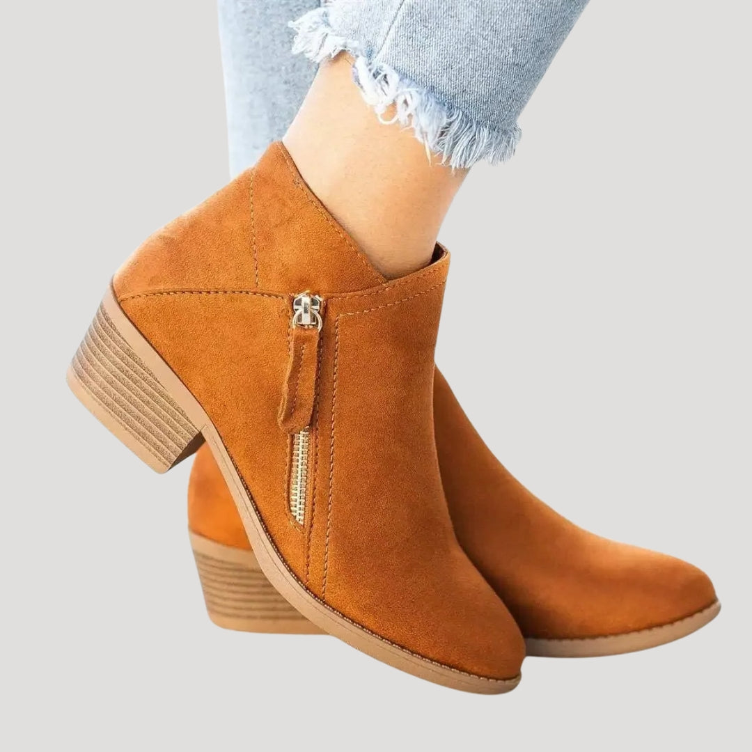 Women suede block heel boots