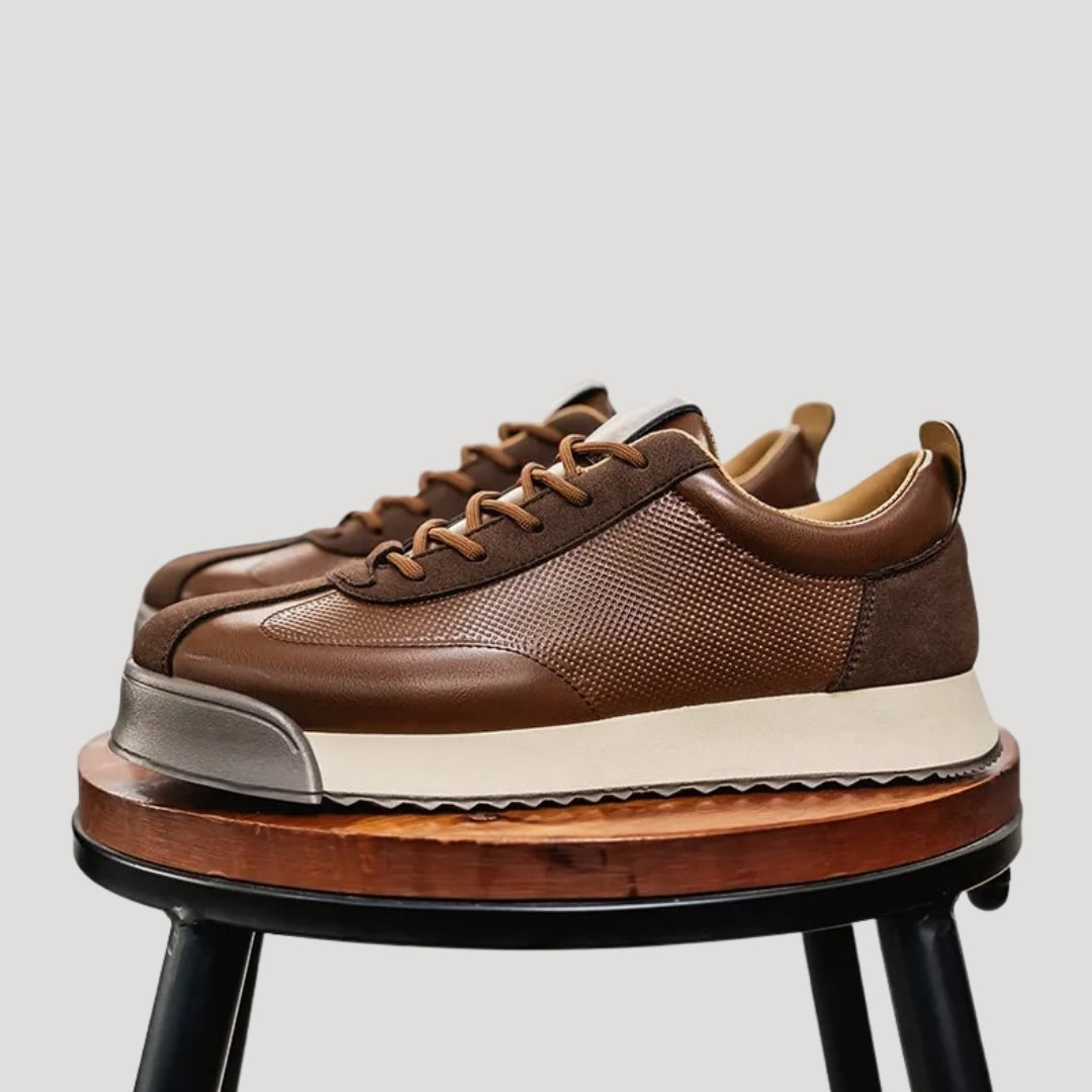 Men’s leather trainers lace up smart casual shoes