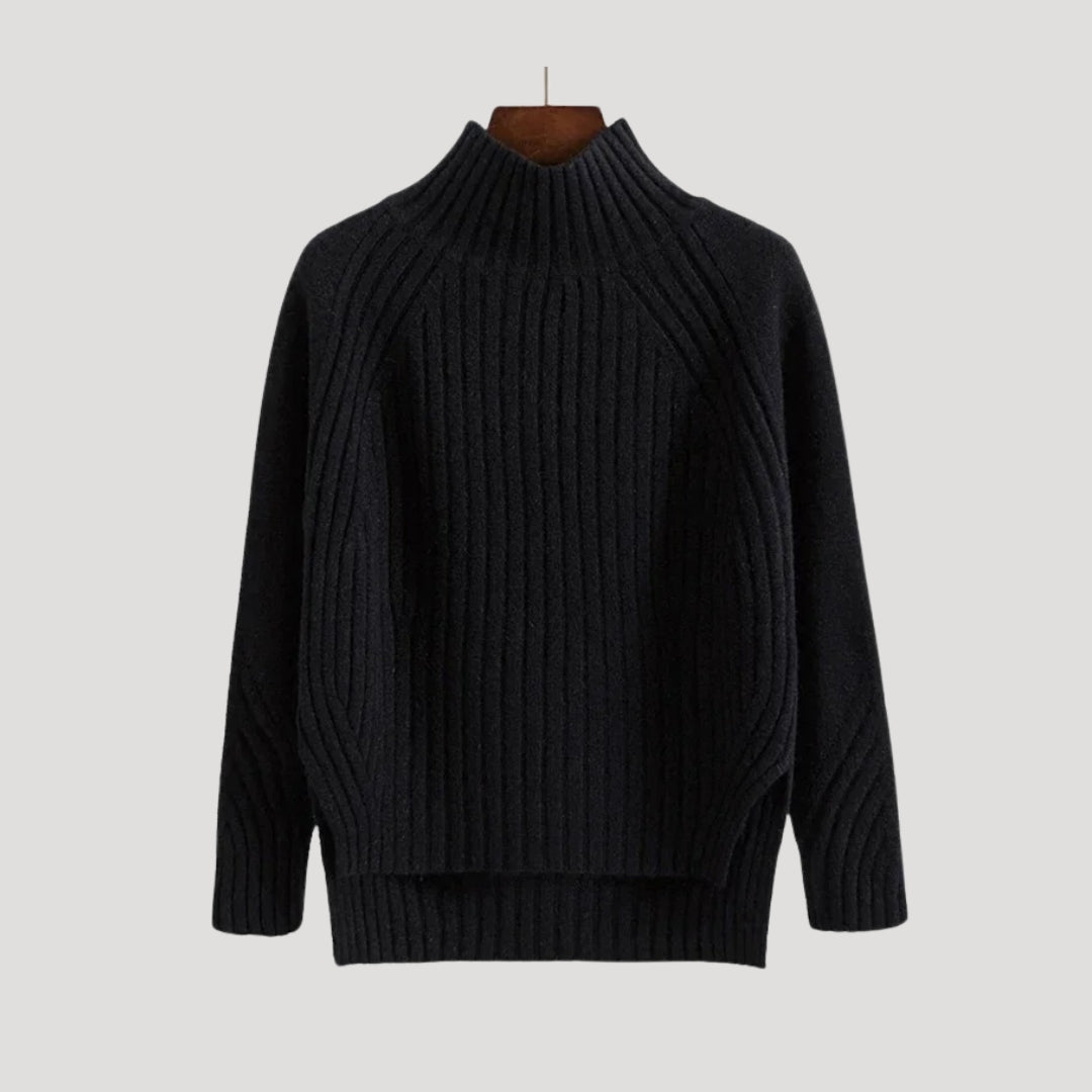 Cozy ribbed high-neck sweater