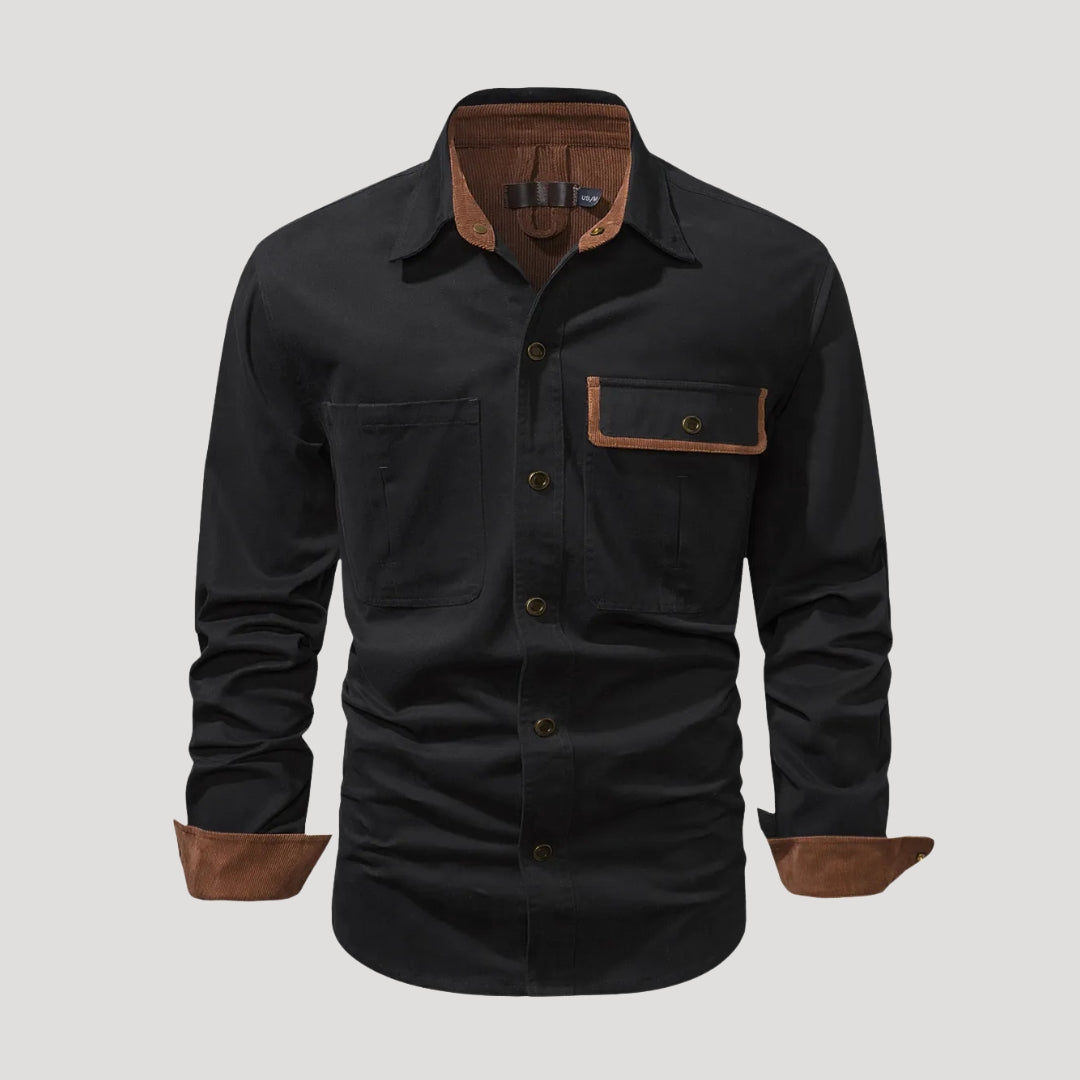 Men’s long sleeve casual pocket button overshirt