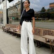 Women's high-waisted wide-leg tailored trousers