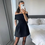 Women's off-shoulder velvet mini dress