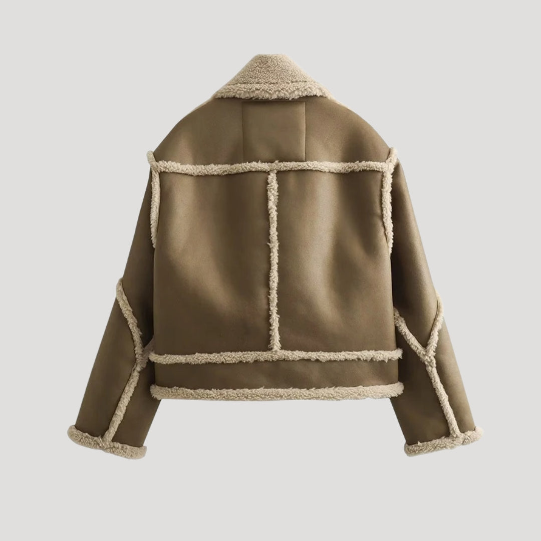 Women cropped shearling jacket