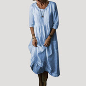 Women’s linen long sleeve smock midi dress