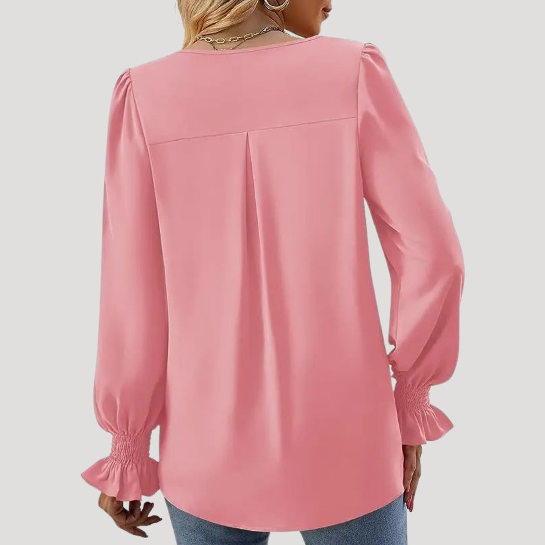 Elegant v-neck long-sleeve blouse