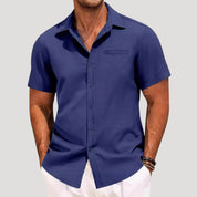 Men’s linen short sleeve button down shirt