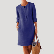 Women’s long sleeve linen midi dress