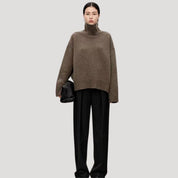 Women’s oversized cashmere high neck knitted sweater