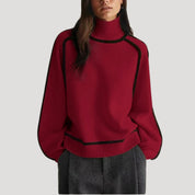 Women turtleneck sweater with trim