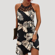 Women’s halterneck printed sleeveless midi dress