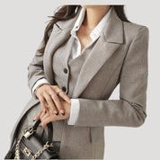 Women’s grey fitted blazer trouser suit set