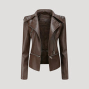 Women faux leather biker jacket